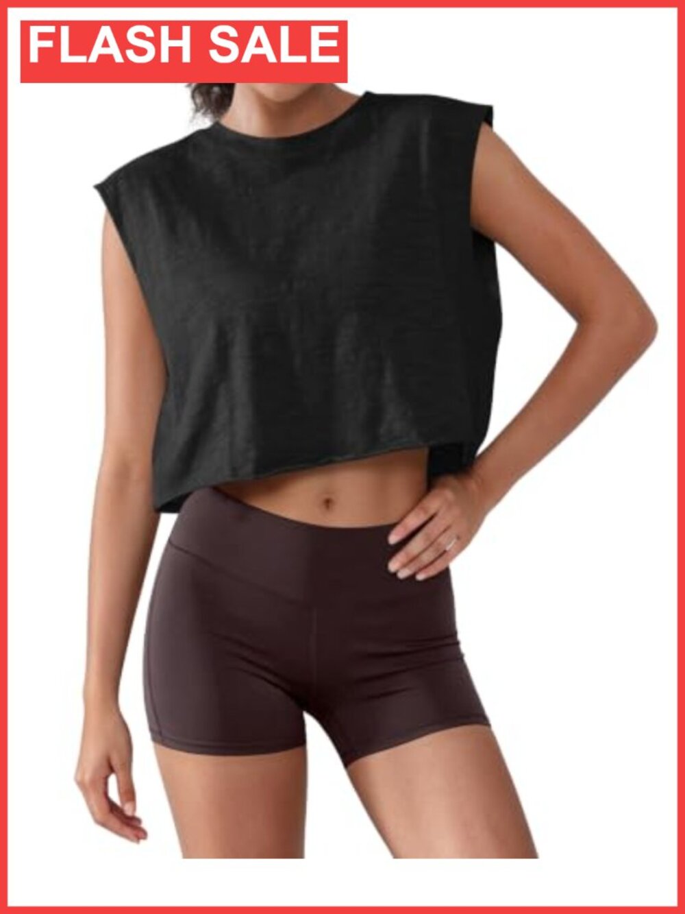 100% Cotton Cropped Workout Tank Rolled Hem Sleeveless Gym Shirt